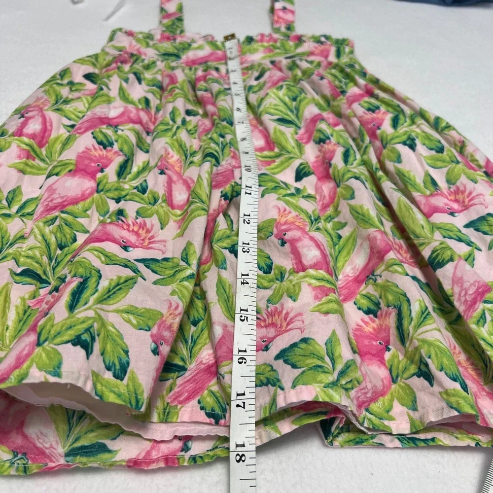 Janie and Jack Sun Dress Girls 5 Pink Tropical Cockatoo Floral Summer Preppy